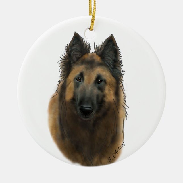 Belgian Tervuren Ceramic Tree Decoration (Front)