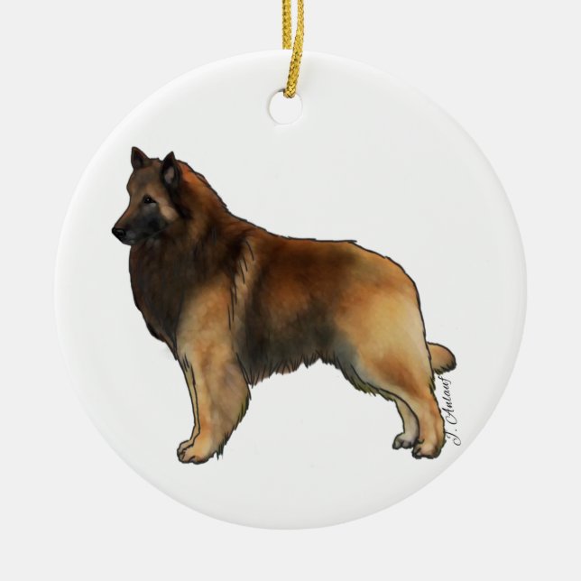 Belgian Tervuren Ceramic Tree Decoration (Front)