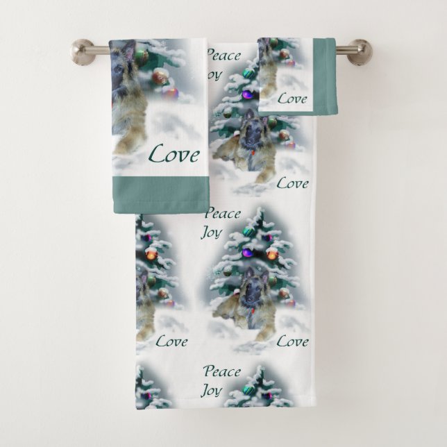 Belgian Tervuren Christmas Bath Towel Set (Insitu)