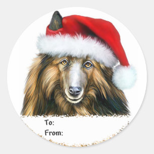 Belgian Tervuren Christmas Santa Gift Tags