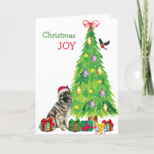 Belgian Tervuren Dog, Bird and Christmas Tree Holiday Card