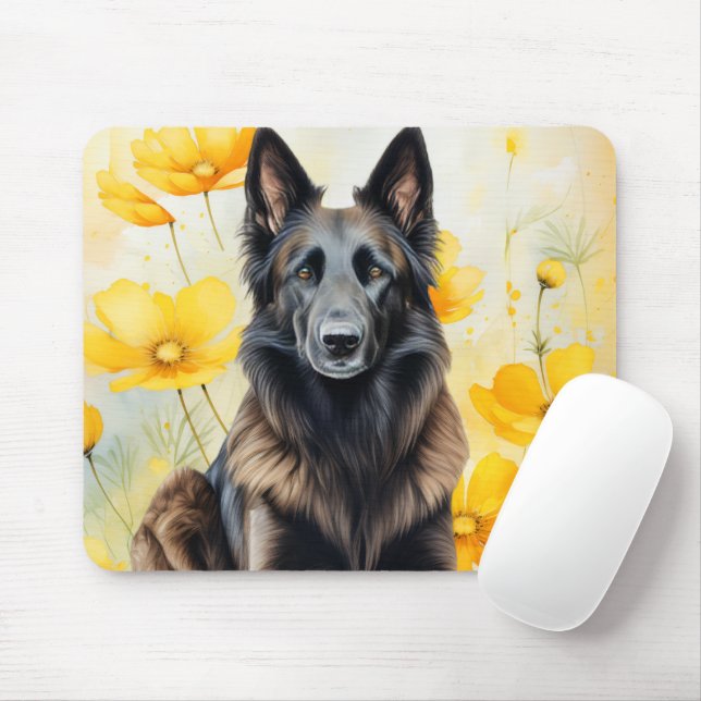 Belgian Tervuren Dog Lover and Poppies Mouse Pad (With Mouse)