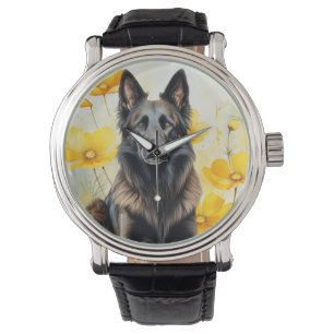 Belgian Tervuren Dog Lover and Poppies Watch