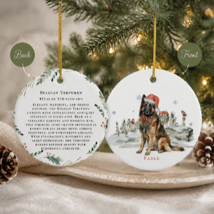 Belgian Tervuren Dog Monogram Ceramic Tree Decoration