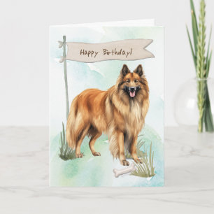 Belgian Tervuren Dog Outdoors Under Birthday Sign Card