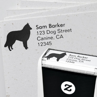 Belgian Tervuren Dog Silhouette Return Address Self-inking Stamp
