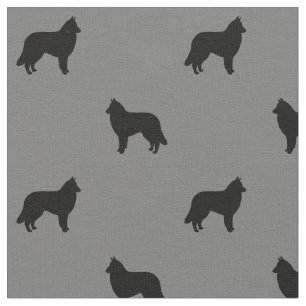 Belgian Tervuren Dog Silhouettes Black and Grey Fabric