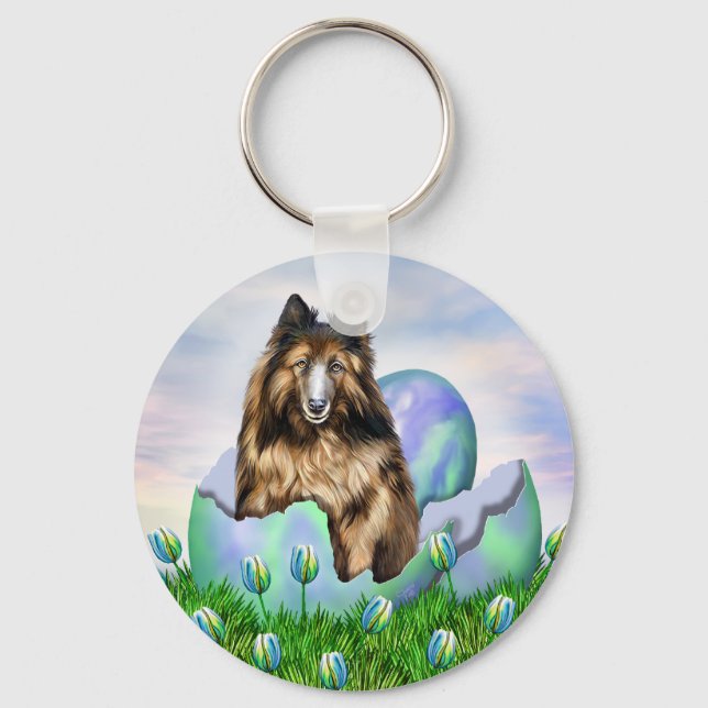 Belgian Tervuren Easter Keychain (Front)