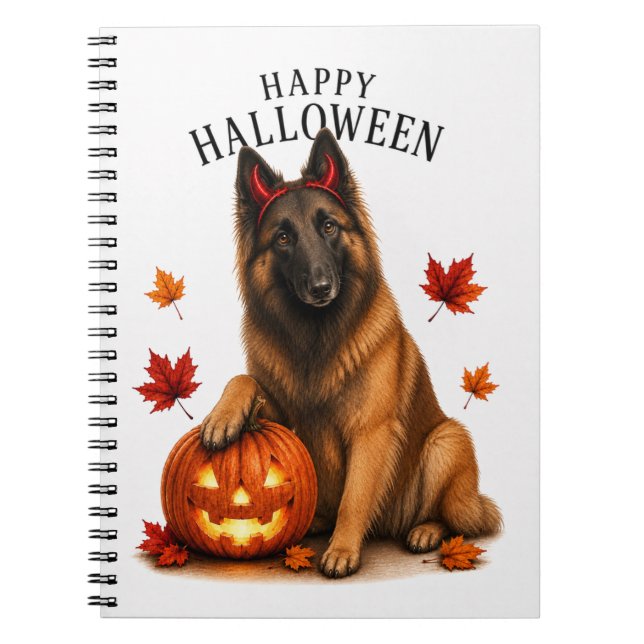 Belgian Tervuren Halloween Devil Dog Notebook (Front)