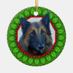 Belgian Tervuren Happy Howliday Ceramic Tree Decoration