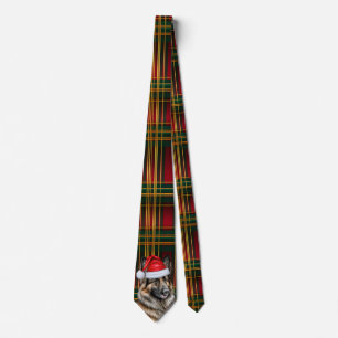 Belgian Tervuren Holiday Plaid Christmas  Tie