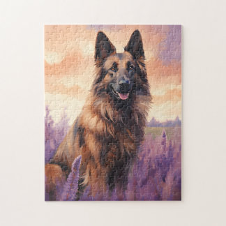Belgian Tervuren in Lavender field Jigsaw Puzzle
