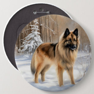 Belgian Tervuren Let It Snow Christmas 6 Cm Round Badge