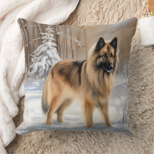 Belgian Tervuren Let It Snow Christmas Cushion