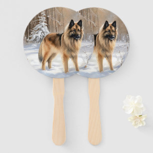 Belgian Tervuren Let It Snow Christmas Hand Fan