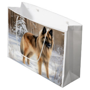 Belgian Tervuren Let It Snow Christmas Large Gift Bag