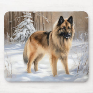 Belgian Tervuren Let It Snow Christmas Mouse Pad