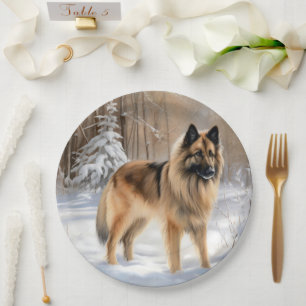 Belgian Tervuren Let It Snow Christmas Paper Plate