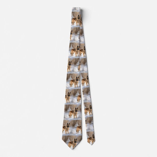 Belgian Tervuren Let It Snow Christmas  Tie (Front)