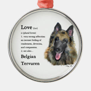Belgian Tervuren Love Is Metal Tree Decoration