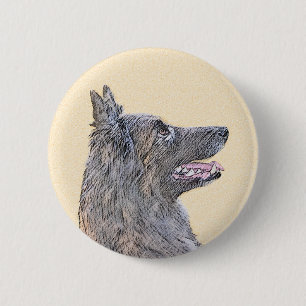 Belgian Tervuren Painting - Cute Original Dog Art 6 Cm Round Badge