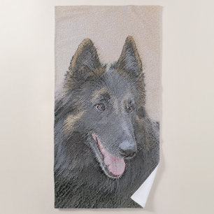 Belgian Tervuren Painting - Cute Original Dog Art Beach Towel