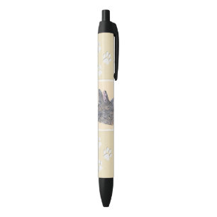 Belgian Tervuren Painting - Cute Original Dog Art Black Ink Pen