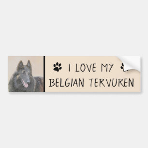 Belgian Tervuren Painting - Cute Original Dog Art Bumper Sticker