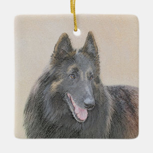 Belgian Tervuren Painting - Cute Original Dog Art Ceramic Ornament