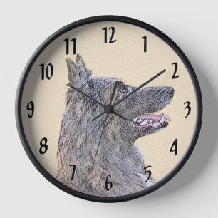 Belgian Tervuren Painting - Cute Original Dog Art Clock