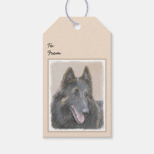 Belgian Tervuren Painting - Cute Original Dog Art Gift Tags