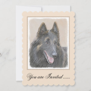 Belgian Tervuren Painting - Cute Original Dog Art Invitation