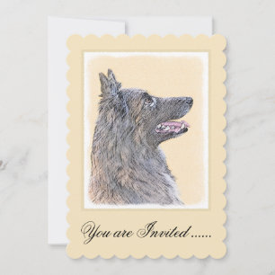Belgian Tervuren Painting - Cute Original Dog Art Invitation