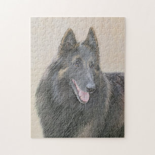 Belgian Tervuren Painting - Cute Original Dog Art Jigsaw Puzzle