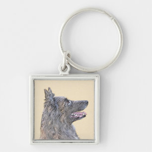 Belgian Tervuren Painting - Cute Original Dog Art Key Ring
