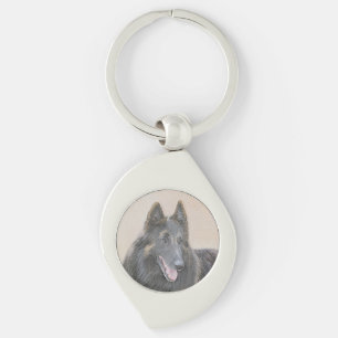 Belgian Tervuren Painting - Cute Original Dog Art Key Ring