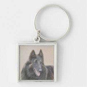 Belgian Tervuren Painting - Cute Original Dog Art Key Ring