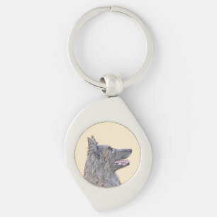 Belgian Tervuren Painting - Cute Original Dog Art Key Ring