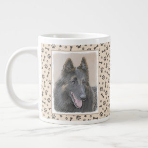Belgian Tervuren Painting - Cute Original Dog Art Large Coffee Mug