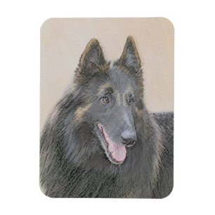 Belgian Tervuren Painting - Cute Original Dog Art Magnet