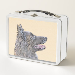 Belgian Tervuren Painting - Cute Original Dog Art Metal Lunch Box