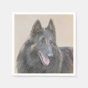 Belgian Tervuren Painting - Cute Original Dog Art Napkin
