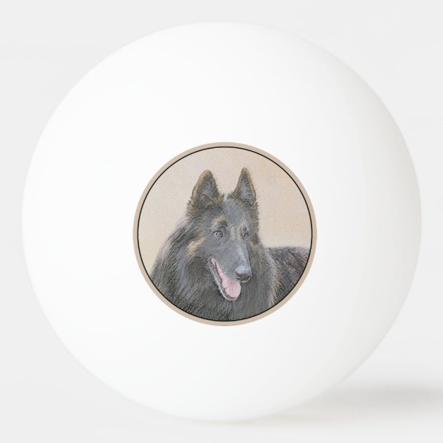 Belgian Tervuren Painting - Cute Original Dog Art Ping Pong Ball (Front)