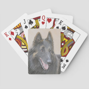 Belgian Tervuren Painting - Cute Original Dog Art Playing Cards