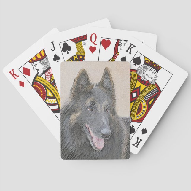 Belgian Tervuren Painting - Cute Original Dog Art Playing Cards (Back)
