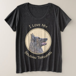 Belgian Tervuren Painting - Cute Original Dog Art Plus Size T-Shirt