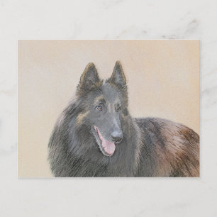 Belgian Tervuren Painting - Cute Original Dog Art Postcard