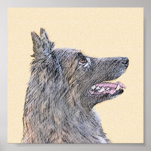 Belgian Tervuren Painting - Cute Original Dog Art Poster