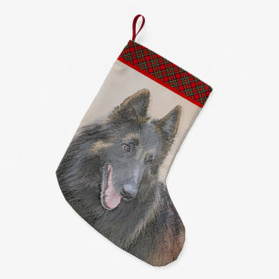 Belgian Tervuren Painting - Cute Original Dog Art Small Christmas Stocking