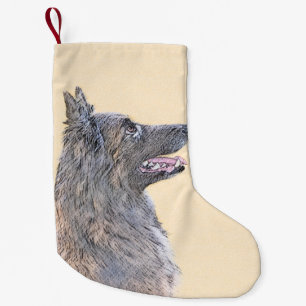 Belgian Tervuren Painting - Cute Original Dog Art Small Christmas Stocking